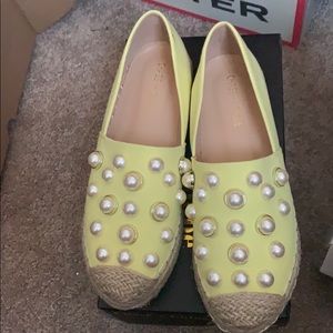 Yellow canvas espadrilles